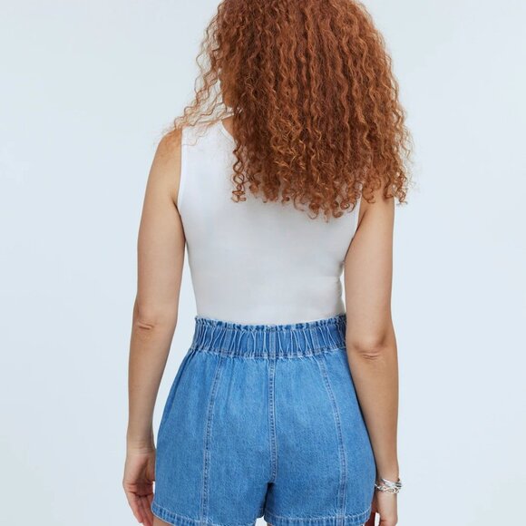 Madewell Denim Pull-On Paperbag Shorts in Bunten Wash (NWT) - Picture 3 of 7